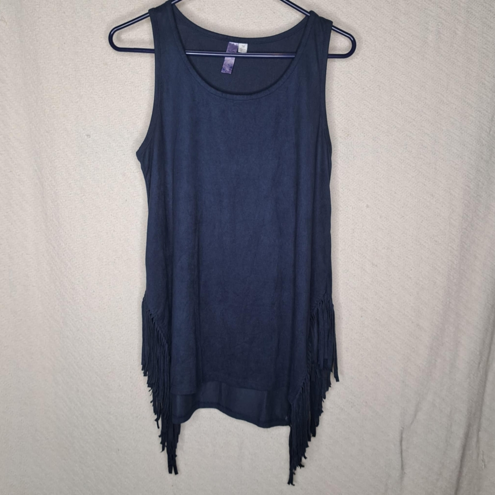 Alya Navy Fringe Tank Top